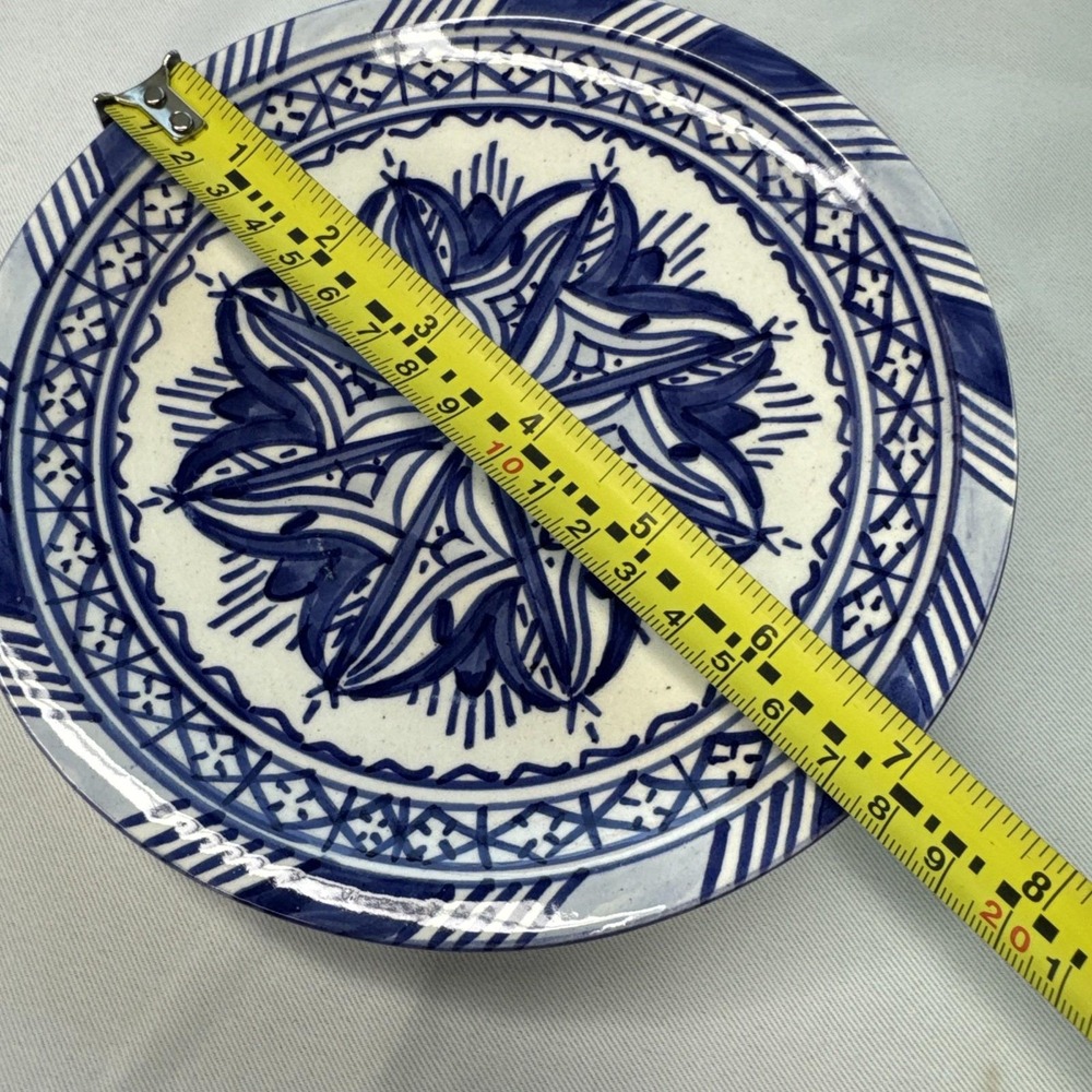 Vintage Signed FES small bowl Hand Made‎ Hand Painted Morocco 7 inch - Picture 10 of 10